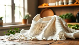 Kaasdoek op houten tafel met verse ingrediënten, ideaal voor koken en kaas maken.