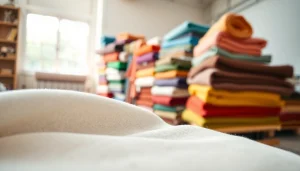 Katoen stoffen in verschillende texturen en kleuren, perfect voor diverse toepassingen.